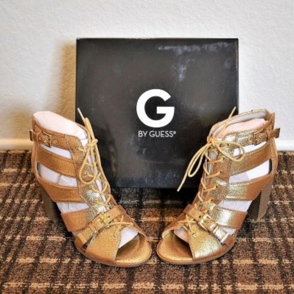 Guess Shoes Guess Block Lace Up Block Heel Sandals Sz 95 Nwt Poshmark